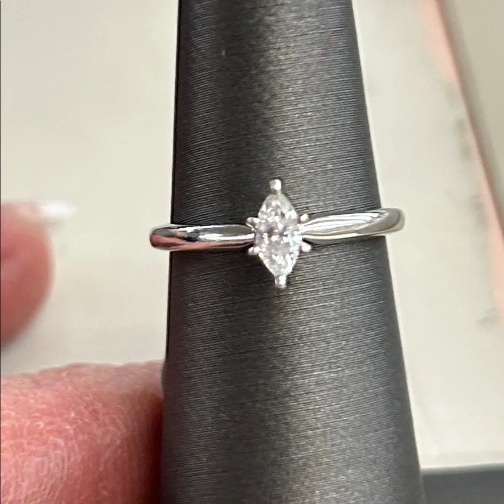 449728 10k wg Marquee Diamond Ring  .20ct - Picture 2 of 3